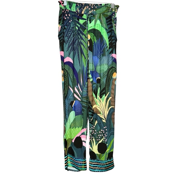 Farm Rio Anthropologie Tropique Tropical Bird Printed Elastic Waist Pants - Picture 5 of 14